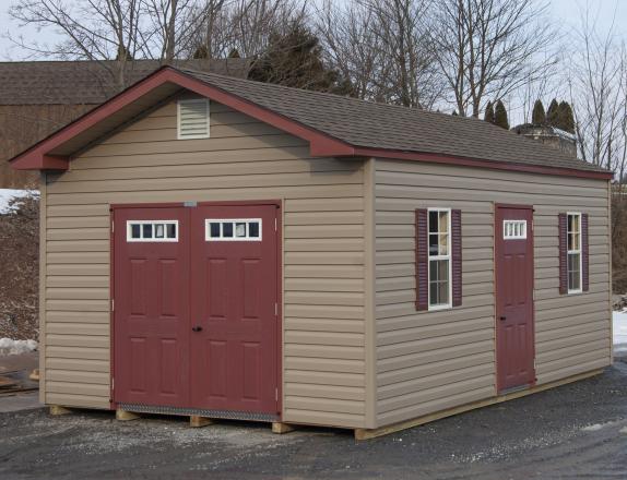 12x20 Front Entry Peak Storage Shed with Vinyl Siding