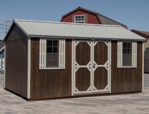 10x16 Side Entry Peak Storage Shed with Double Door, Two Windows, Metal Roofing, and LP Smart Side